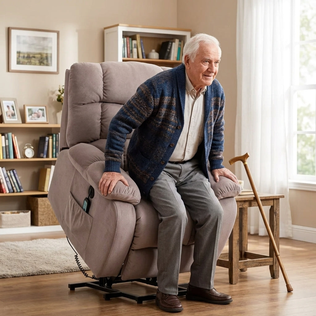 Recliner Armchair Electric Power Lift Sofa with Massage and Heat for Elderly 2 Side Pockets USB Ports Single Recliner Chairs