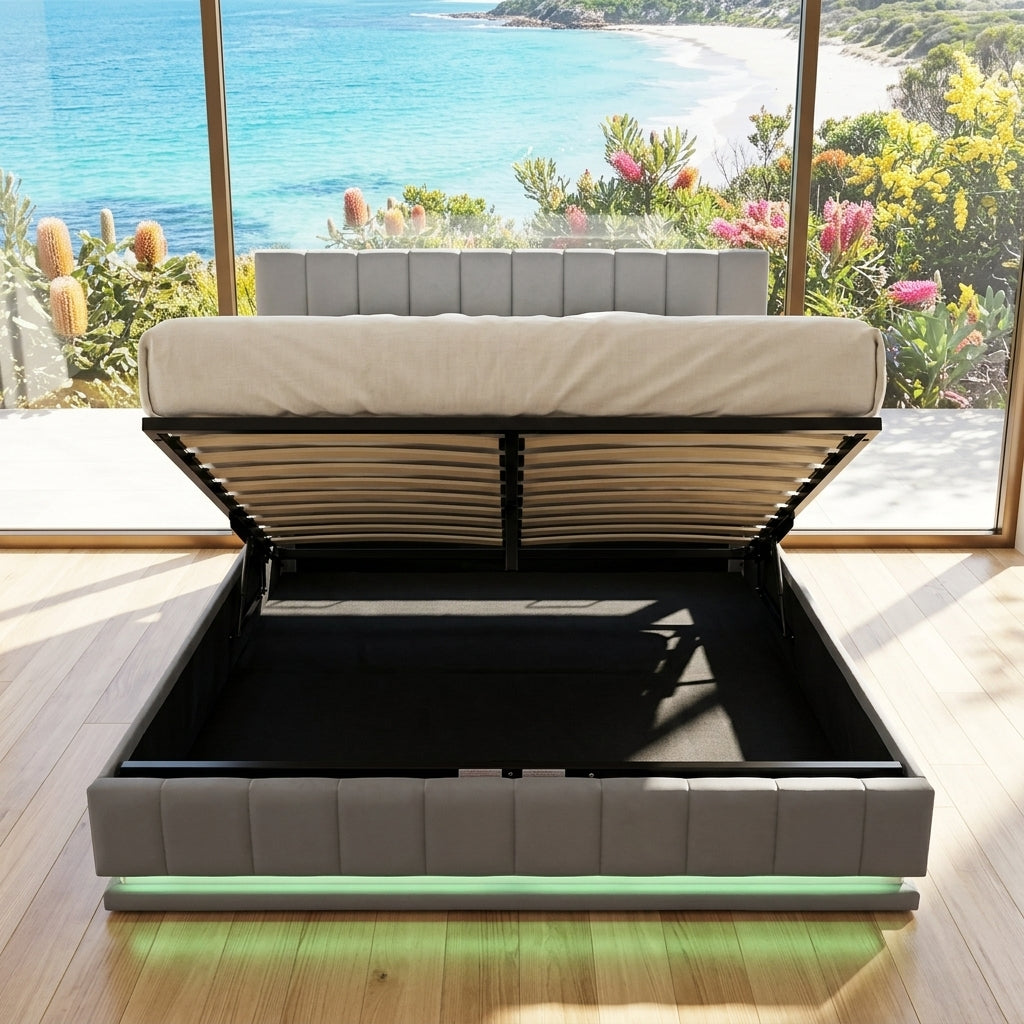 Audreamy Selene Ottoman Bed Grey Leather