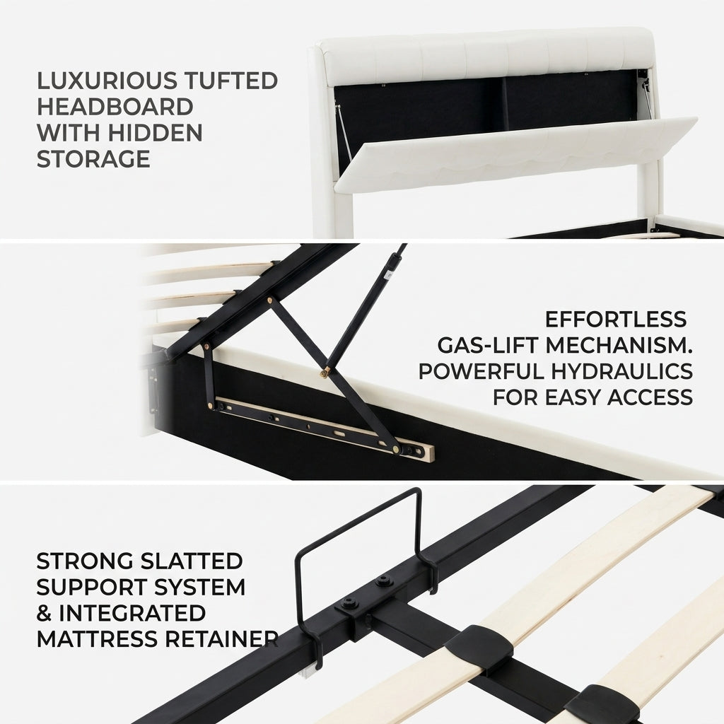 Audreamy Sterling Ottoman Bed White PU