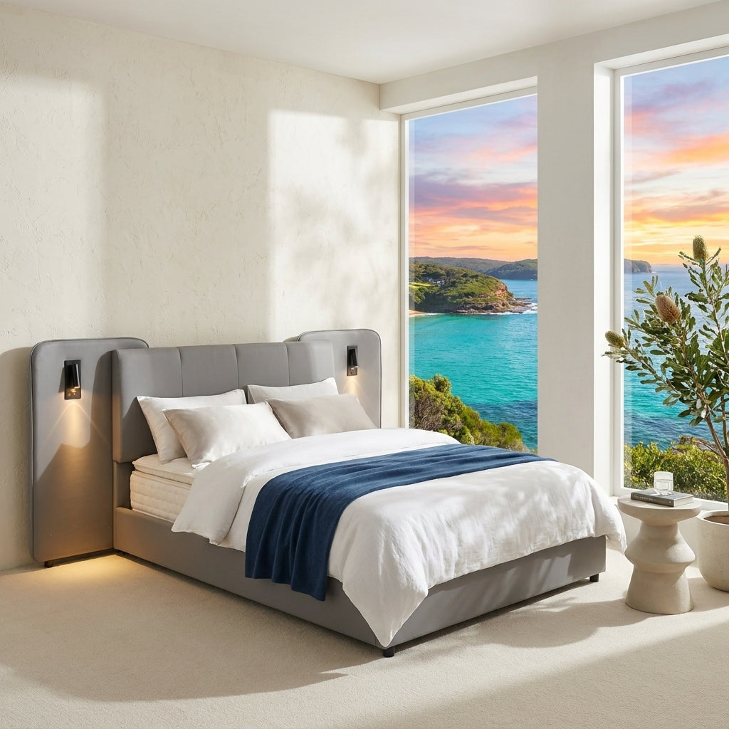 Audreamy Rowan Upholstered Bed Grey PU Double