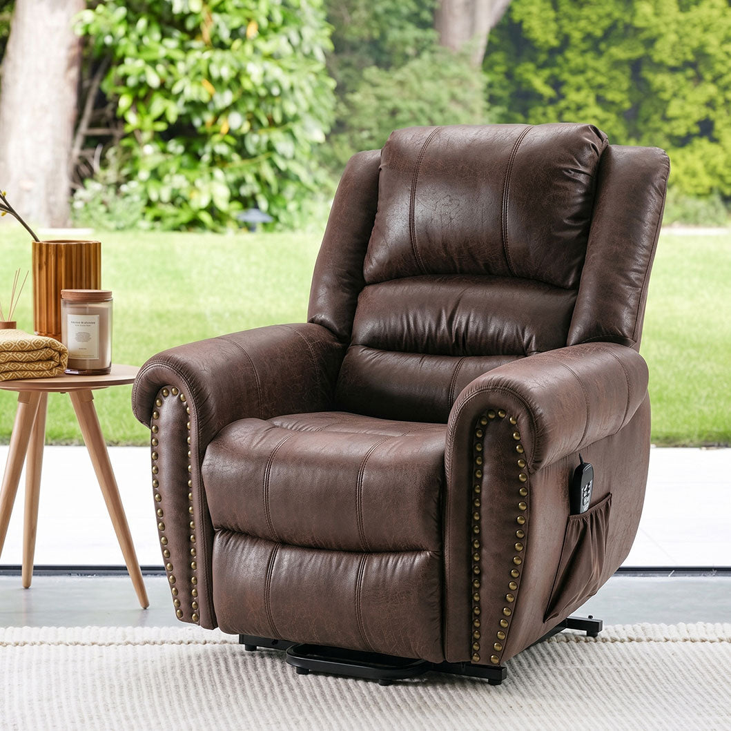 Recliner Armchair Large Power Lift with Massage and Heat, Massage Chair Heavy Duty Electric Faux Leather Reclining Chairs