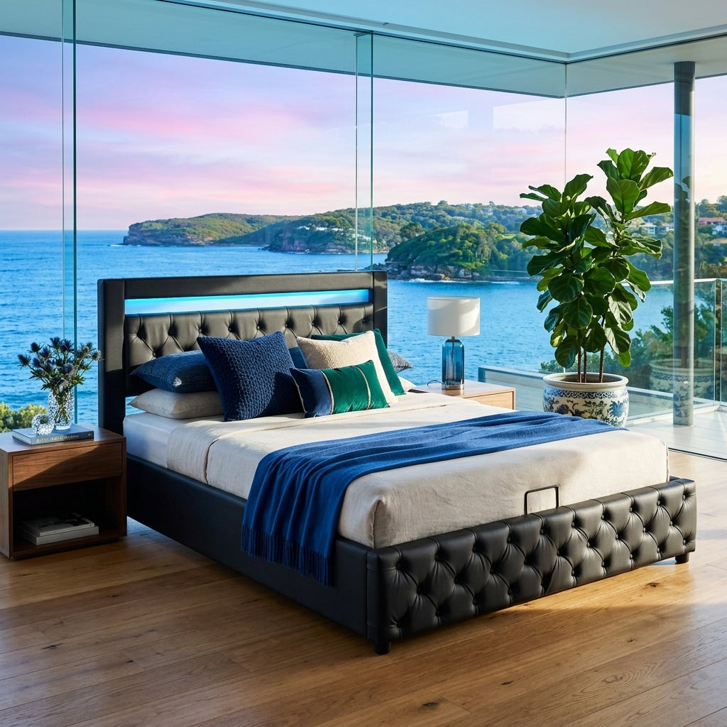 Audreamy Milano Ottoman Bed Black PU Double