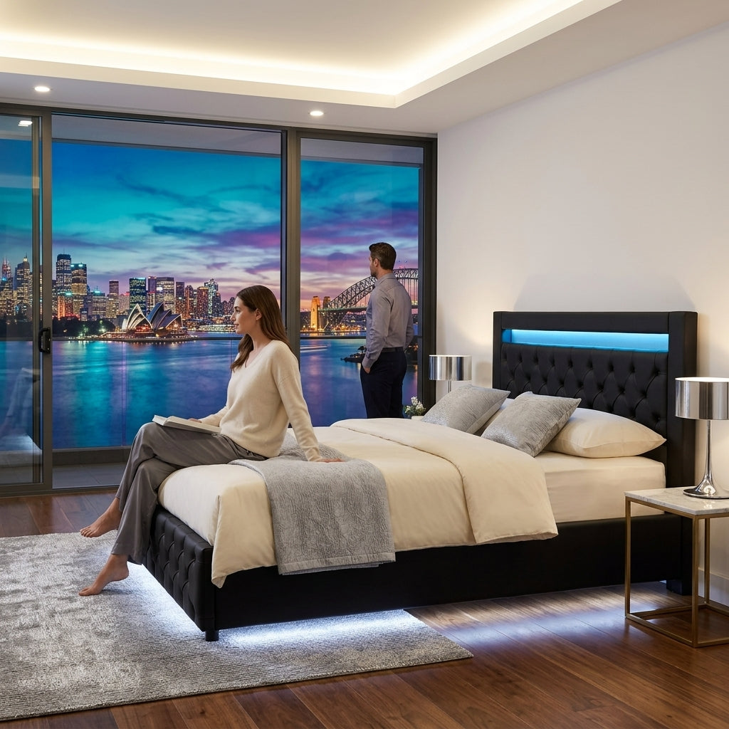 Audreamy Milano Ottoman Bed Black PU Double