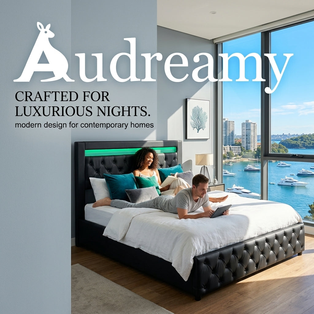 Audreamy Milano Ottoman Bed Black PU Double