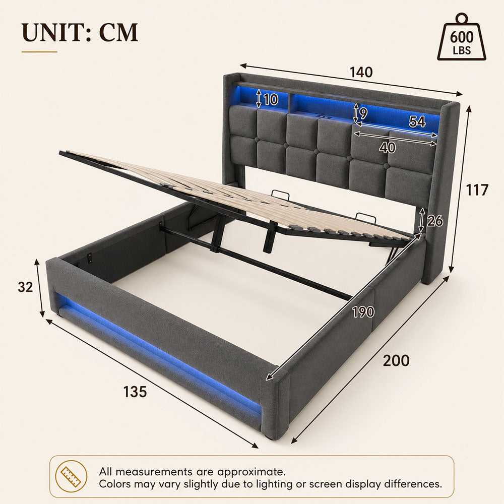 Audreamy Neo Ottoman Bed Grey Linen