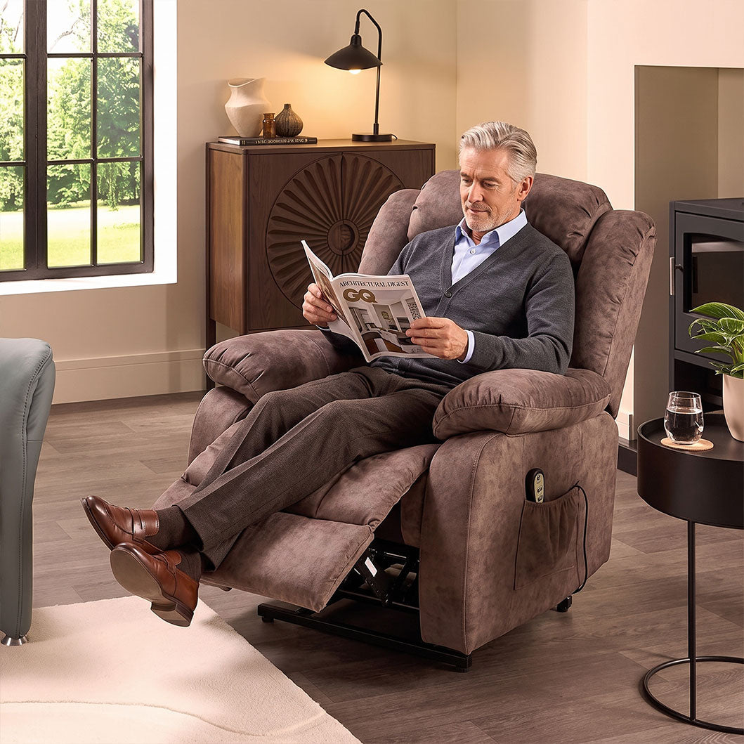 Audreamy Riser Recliner Chair Velvet Taupe with Massage & Heat