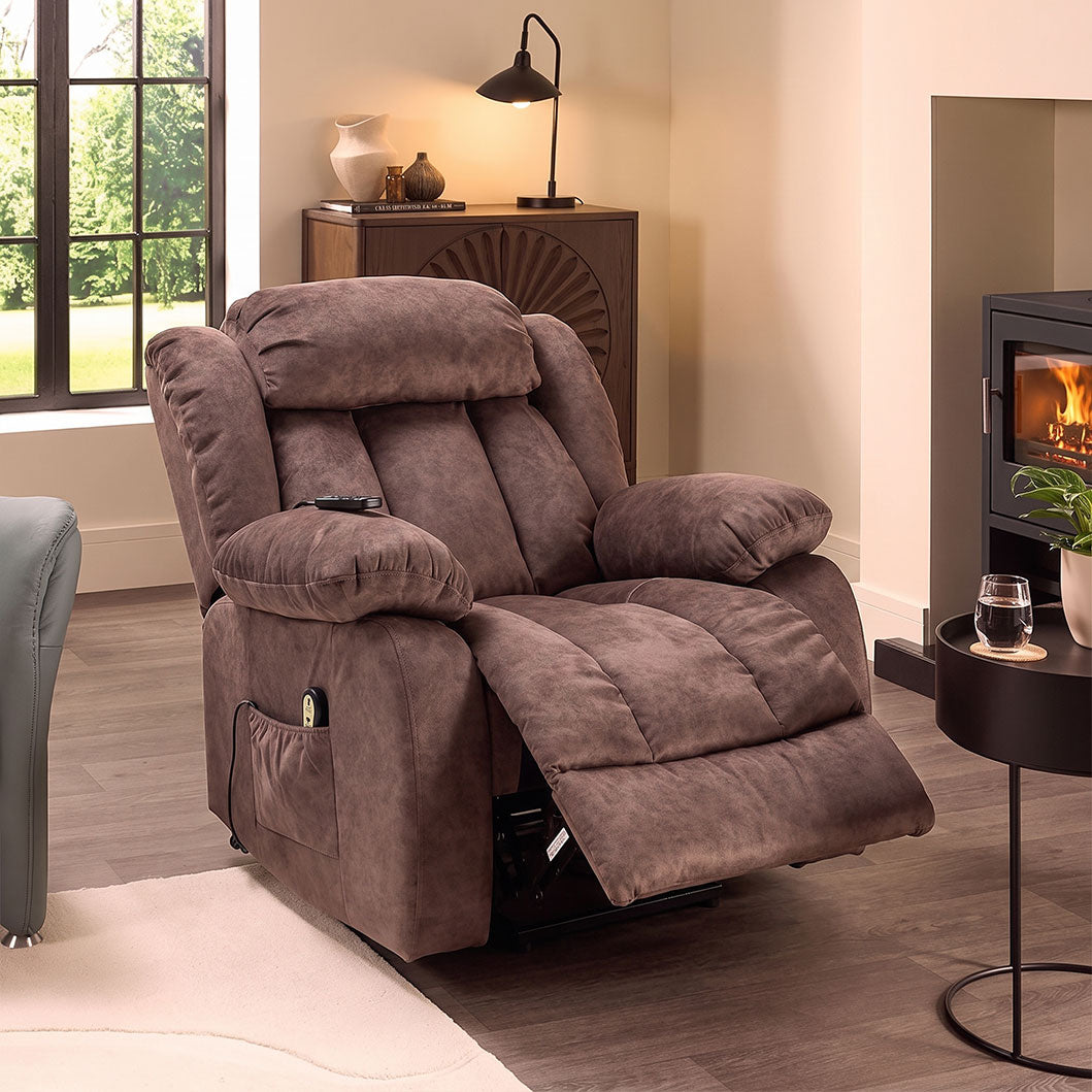 Audreamy Riser Recliner Chair Velvet Taupe with Massage & Heat