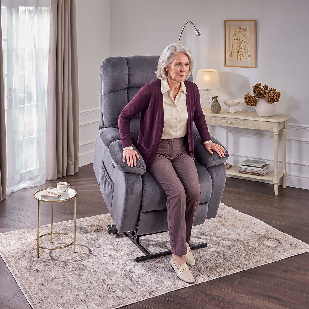 Recliner Armchair Electric Power Lift Sofa Velvet with Massage and Heat for Elderly 2 Side Pockets USB Ports Single Recliner Chairs