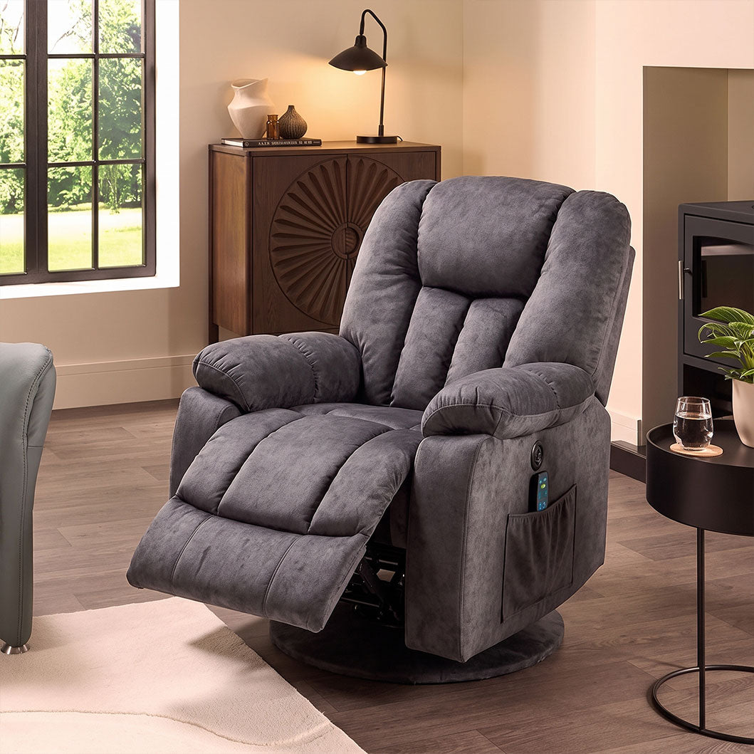 Power Massage Lift Recliner Chair with Heat & Vibration for Elderly, Heavy Duty and Safety Motion Reclining Mechanism - Antiskid Fabric Sofa Contempoary Overstuffed Design