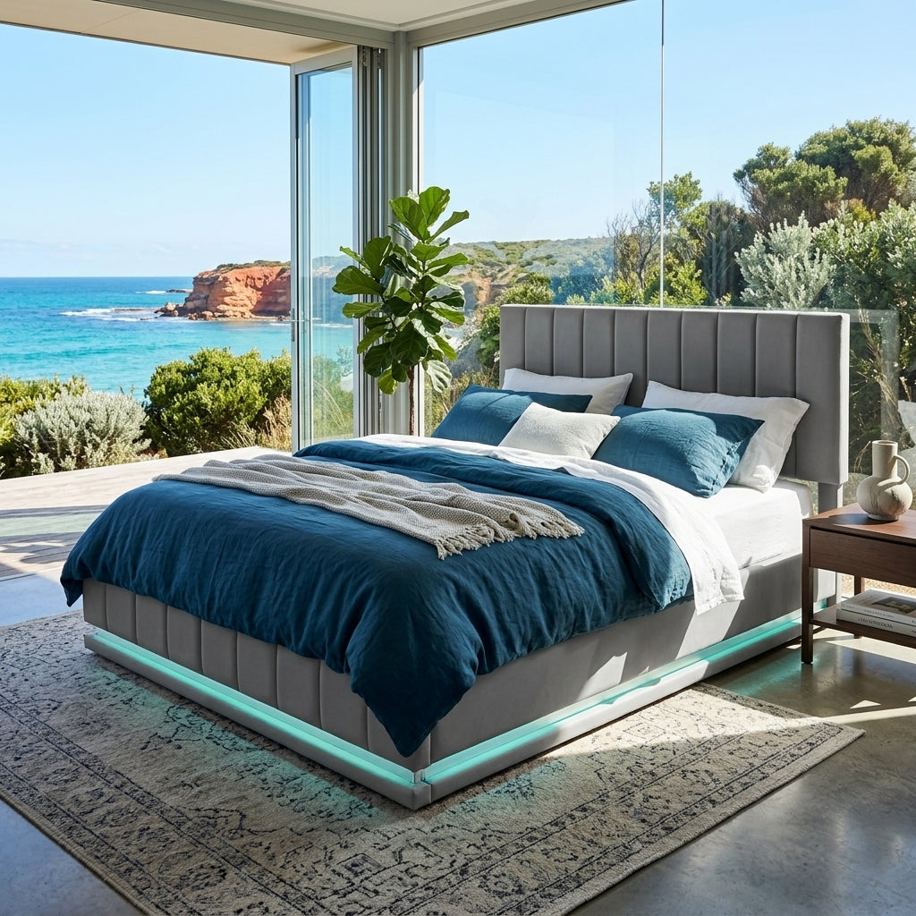 Audreamy Selene Ottoman Bed Grey Leather