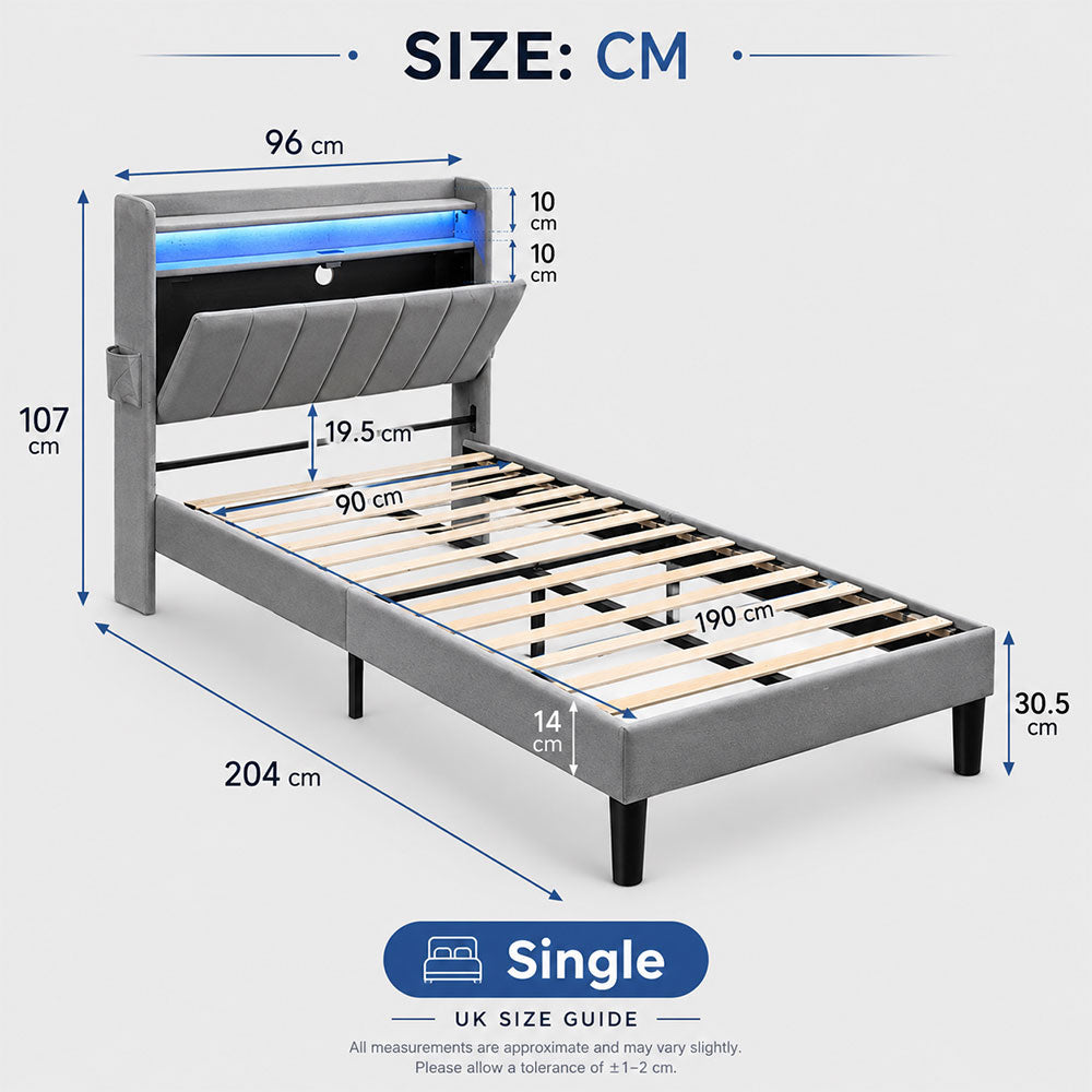 Upholstered Bed Bed Frame Grey Velvet