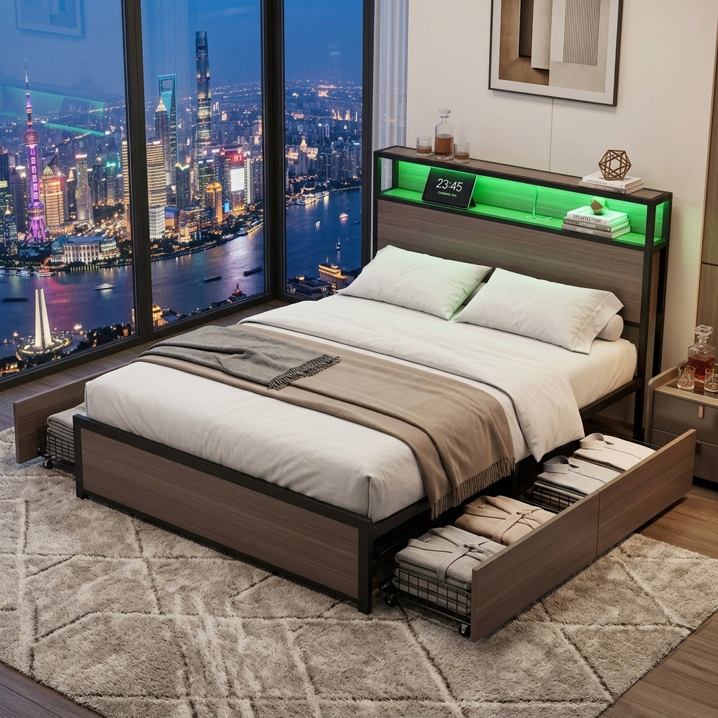 Audreamy Metal Bed Multifunctional bed Grey