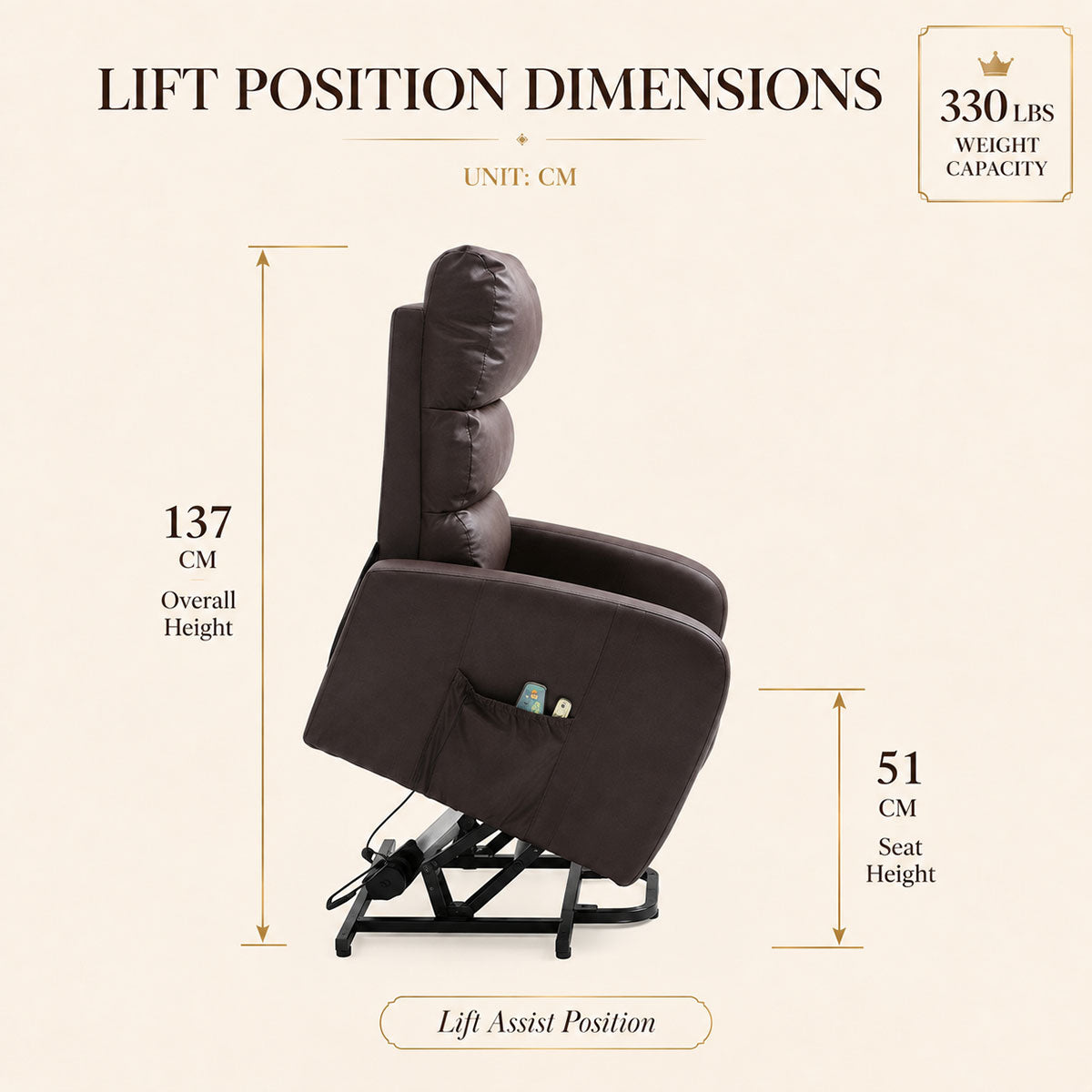 Audreamy Milo Riser Recliner Leather Brown