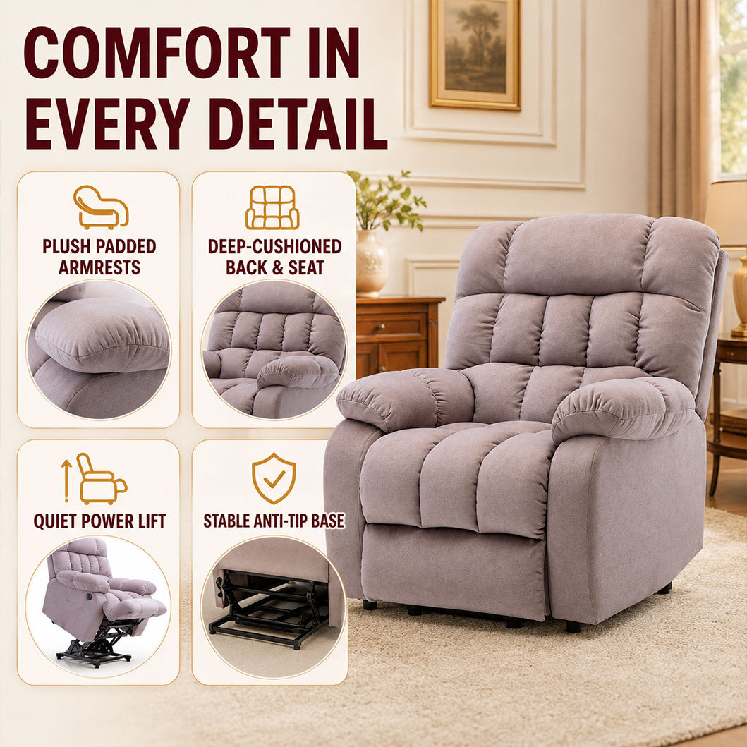 Audreamy Nova Riser Recliner Velvet Dark Beige
