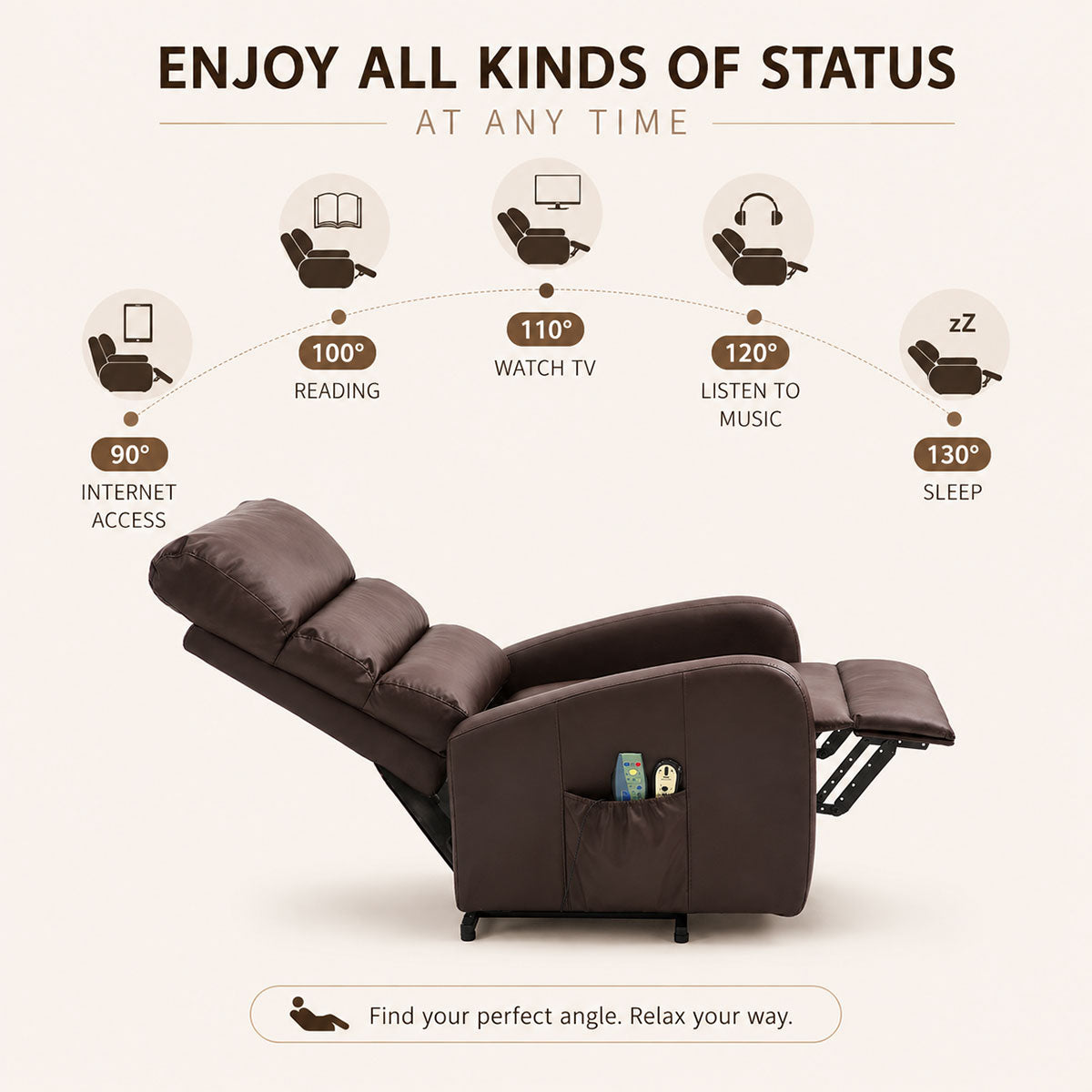 Audreamy Milo Riser Recliner Leather Brown