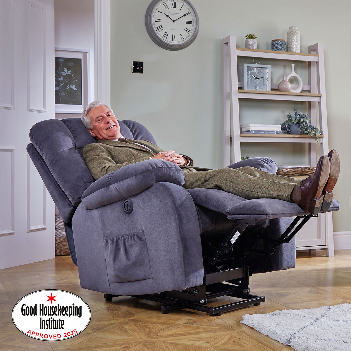 Audreamy Nova Riser Recliner Velvet Dark Grey