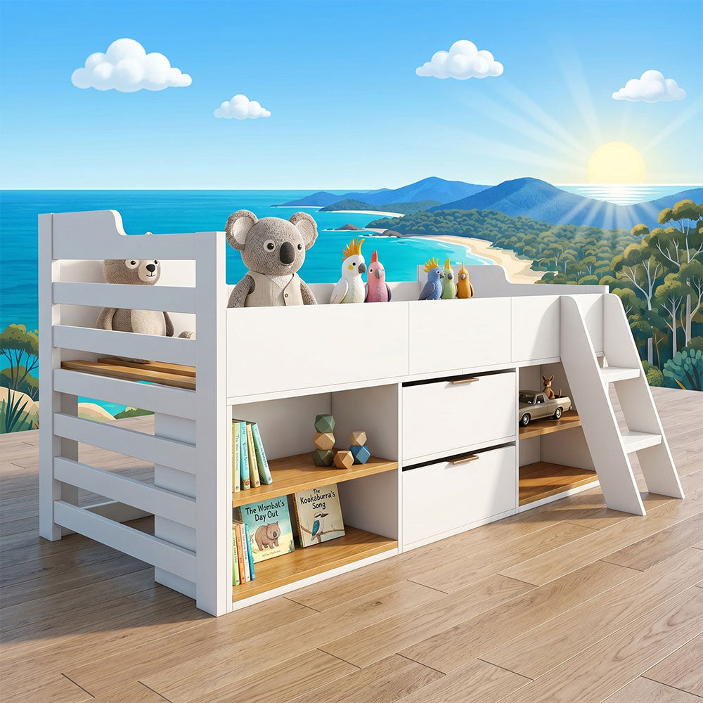 Audreamy Oakley Wooden Bed White Single