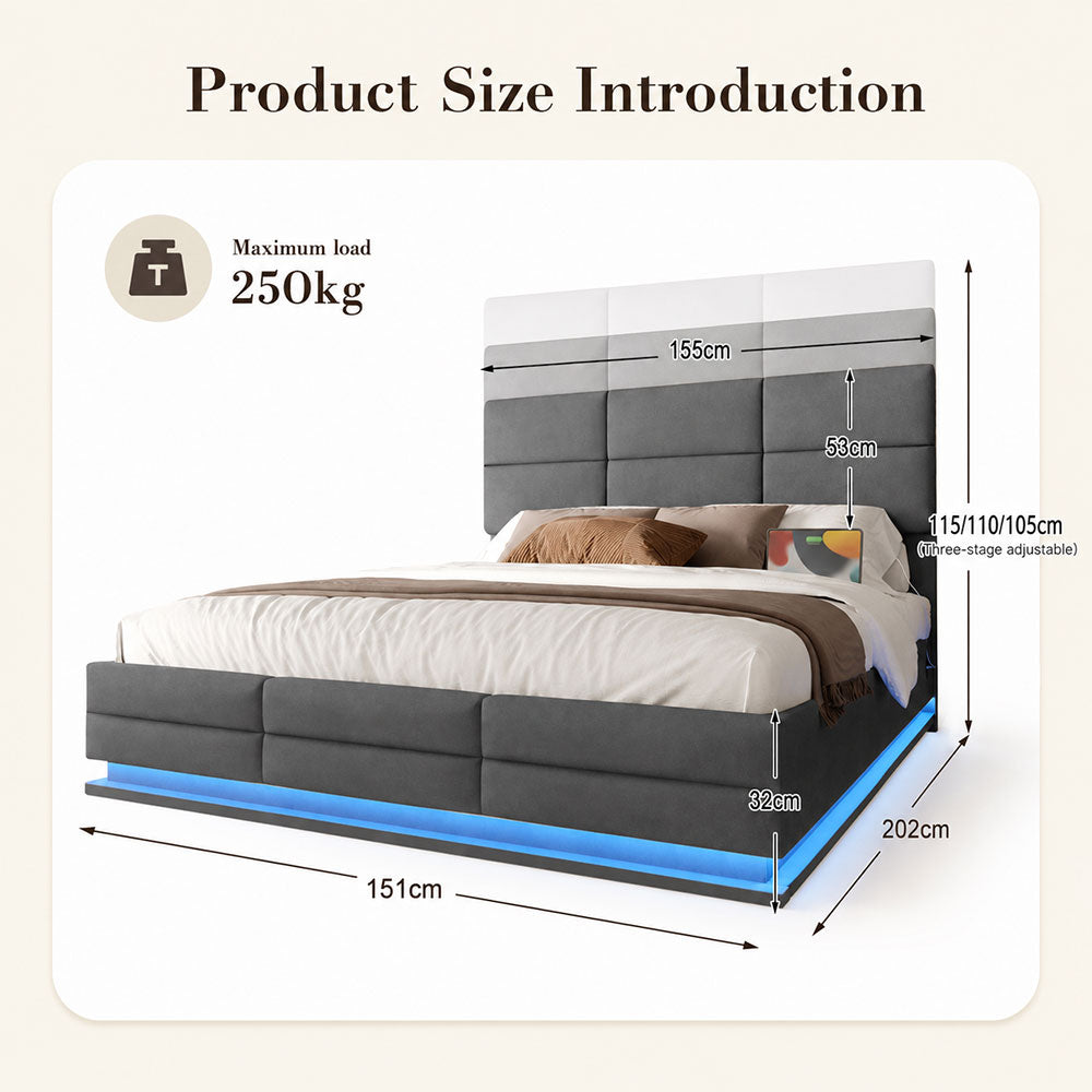 Audreamy Orion Ottoman Bed Grey Velvet