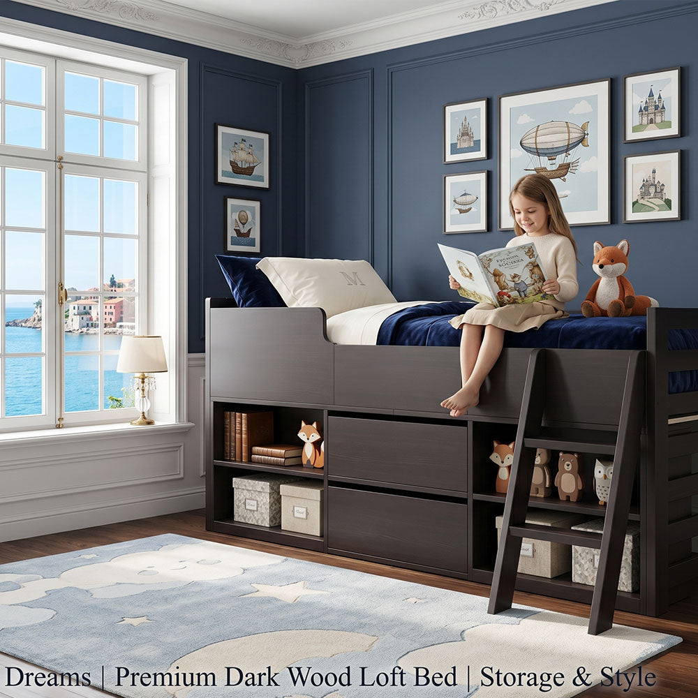 Audreamy Oakley Wooden Bed Black Single