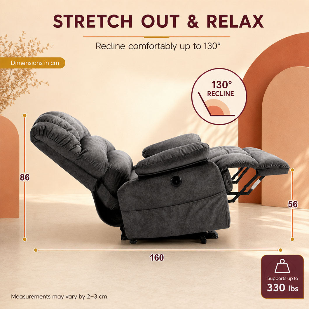 Audreamy Hamilton Riser Recliner Velvet Gray