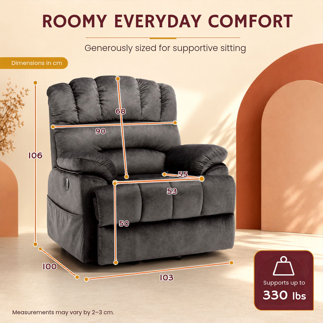 Audreamy Hamilton Riser Recliner Velvet Gray