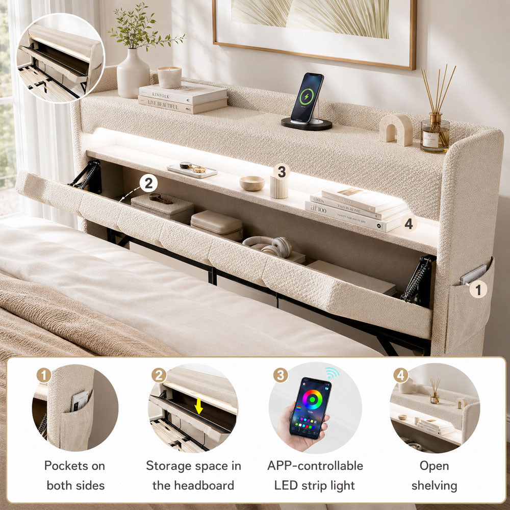 Audreamy Lancaster Ottoman Bed Beige Linen