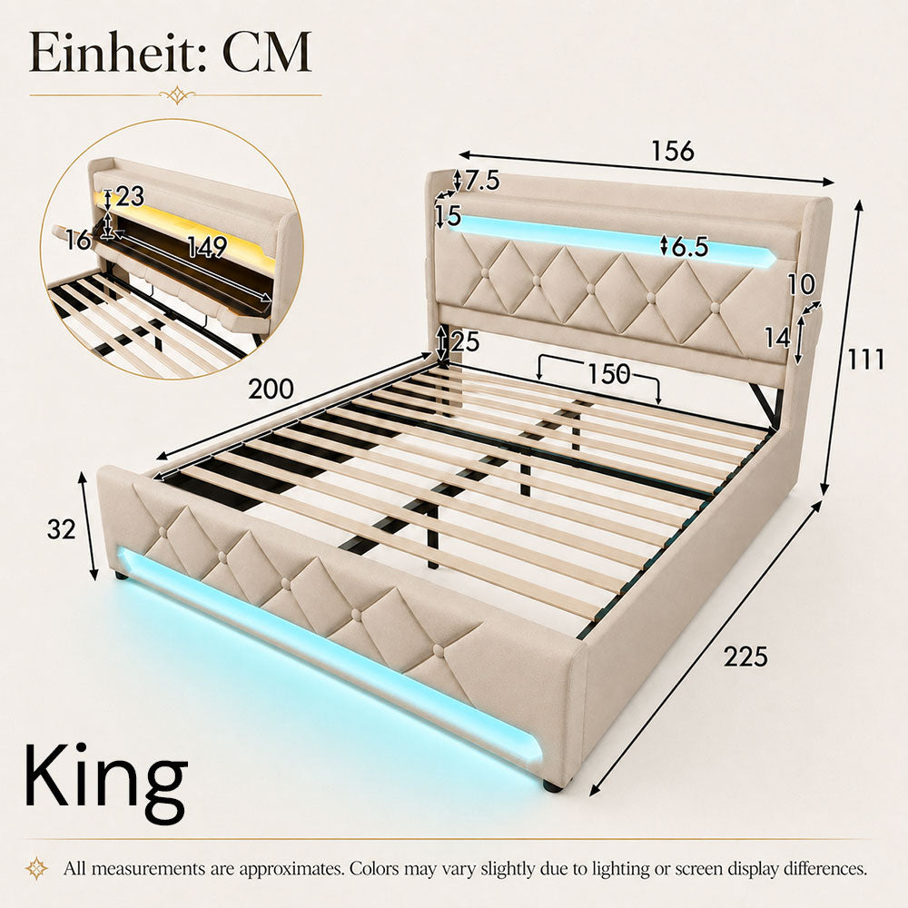 Audreamy Lancaster Ottoman Bed Beige Linen