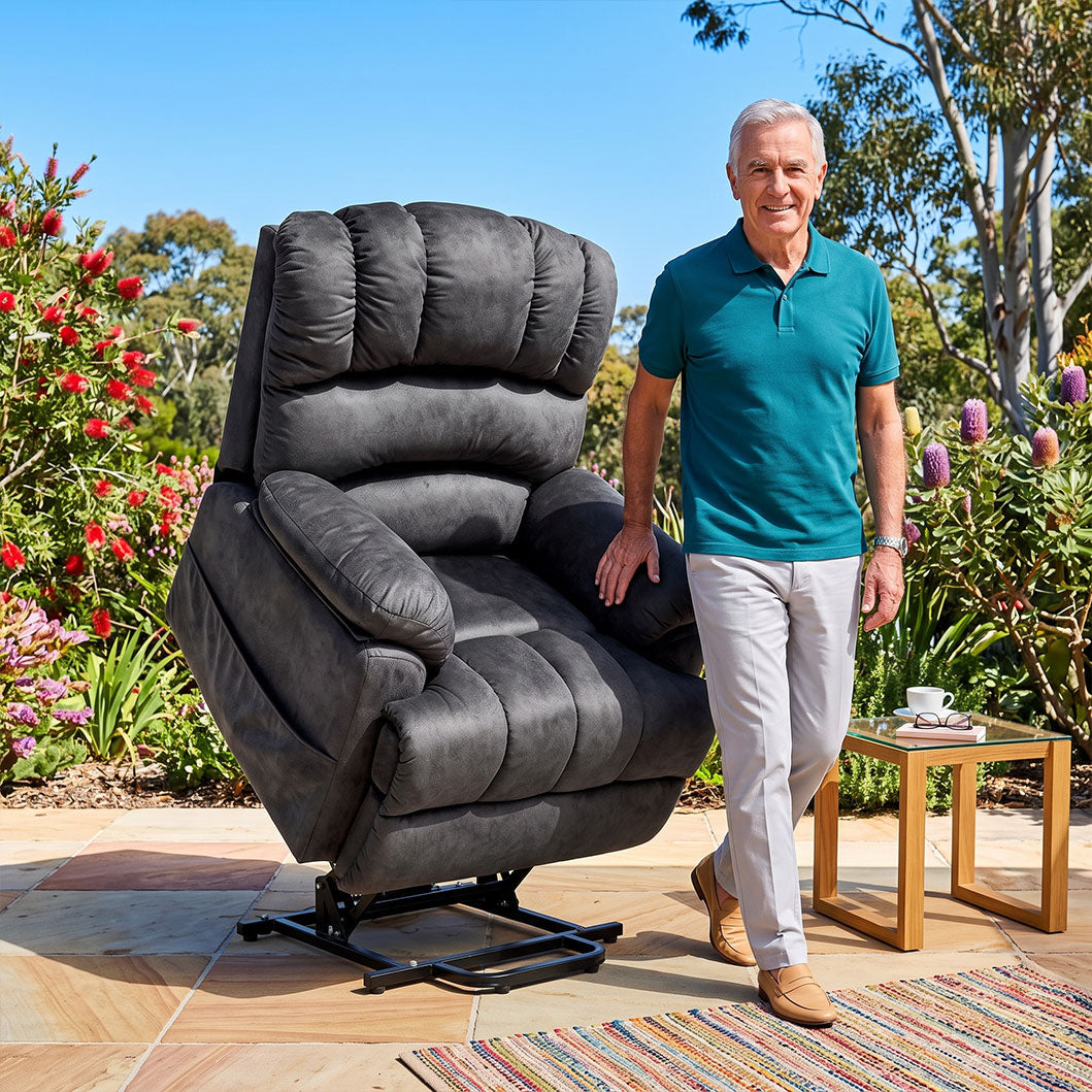 Audreamy Hamilton Riser Recliner Velvet Gray