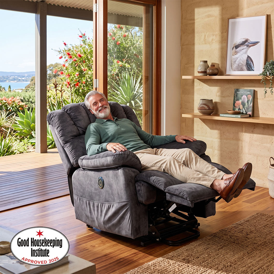 Audreamy Hamilton Riser Recliner Velvet Gray