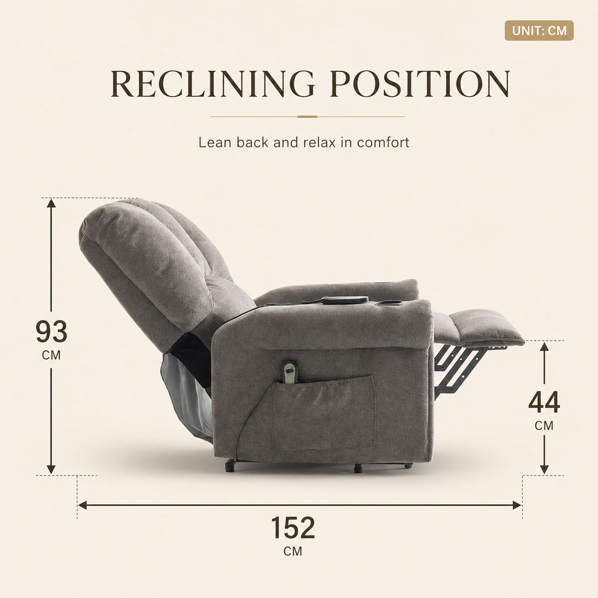 Audreamy Ethan Riser Recliner Grey Velvet