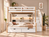 Audreamy Kuga Loft Bed, Solid Wood Frame with Drawers, Storage Stairs, Shelves & Lockers, Safety Guardrails