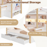 Audreamy Kuga Loft Bed, Solid Wood Frame with Drawers, Storage Stairs, Shelves & Lockers, Safety Guardrails