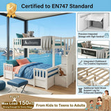 Audreamy Nimby Bunk Bed with Chalkboard for Kids White Wooden