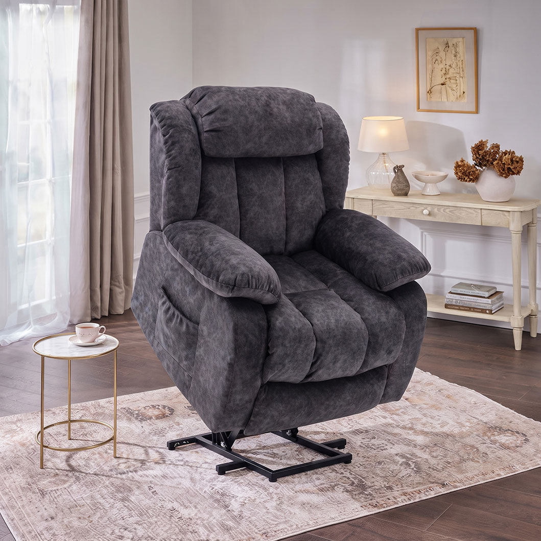 Audreamy Riser Recliner Chair Velvet Black with Massage & Heat