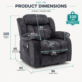 Audreamy Riser Recliner Chair Velvet Black with Massage & Heat