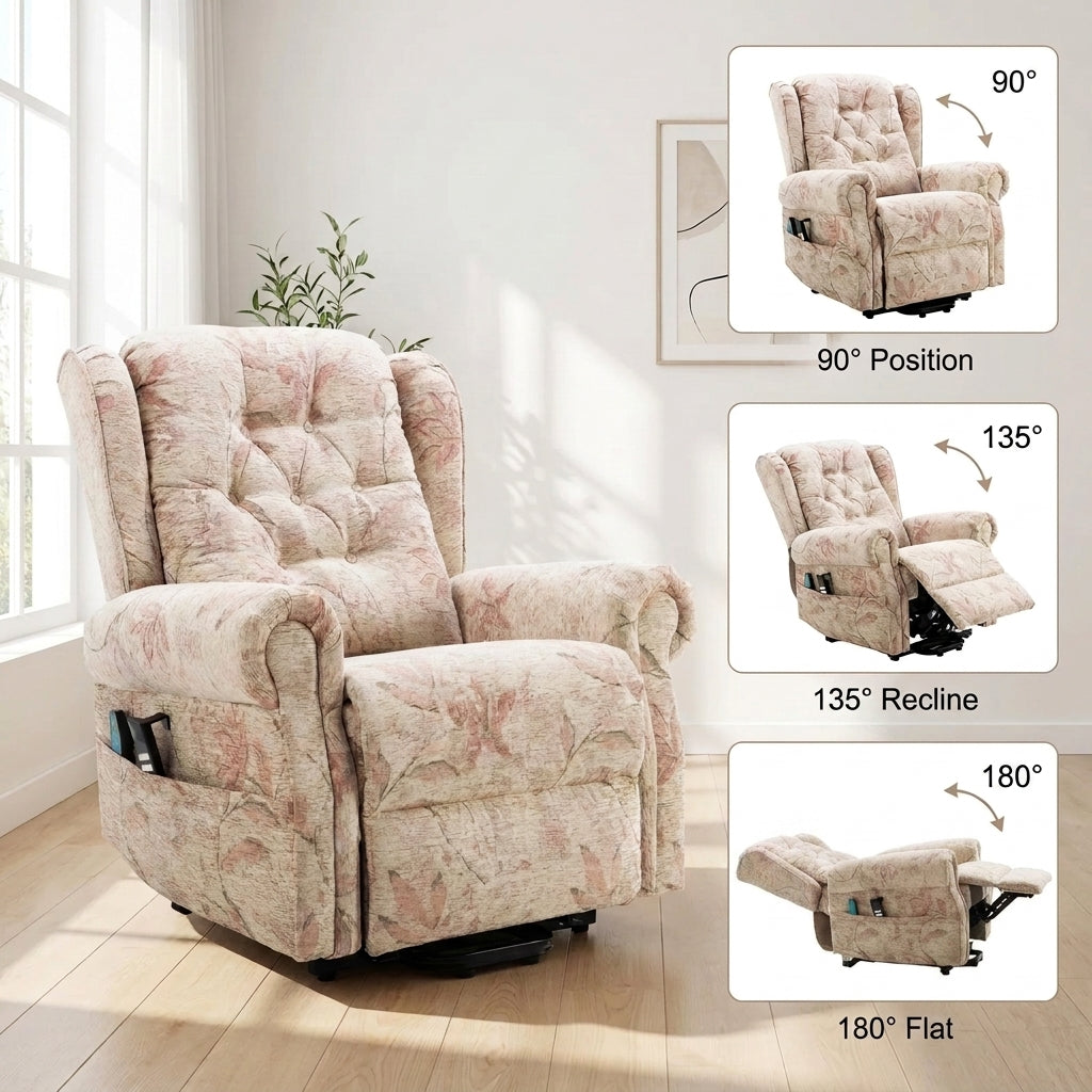 Recliner Armchair Dual Motor Lift Chair for Elderly Infinite Position Lay Flat Recliner with Heat Massage Up to 300 LBS Electric Power Lift Recliner Chair Sofa