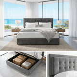 Audreamy Everley Ottoman Bed Grey Velvet
