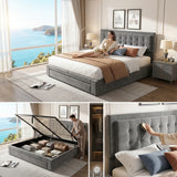 Audreamy Everley Ottoman Bed Grey Velvet