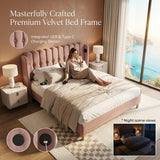Audreamy Aria Bed Frame Pink Velvet