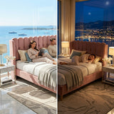 Audreamy Aria Bed Frame Pink Velvet