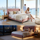 Audreamy Aria Bed Frame Pink Velvet