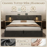 Hydraulic Storage Bed Ottoman Bed Grey Velvet