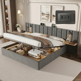 Hydraulic Storage Bed Ottoman Bed Grey Velvet