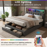 Upholstered bed with LED lighting Grey Linen