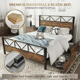 Metal Bed Iron bed, Black+Wood