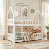 Audreamy Solvyn Castle-Shaped Wooden Bunk Bed White Single