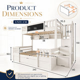 Audreamy Nimby Bunk Bed with Chalkboard for Kids White Wooden