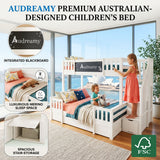 Audreamy Nimby Bunk Bed with Chalkboard for Kids White Wooden