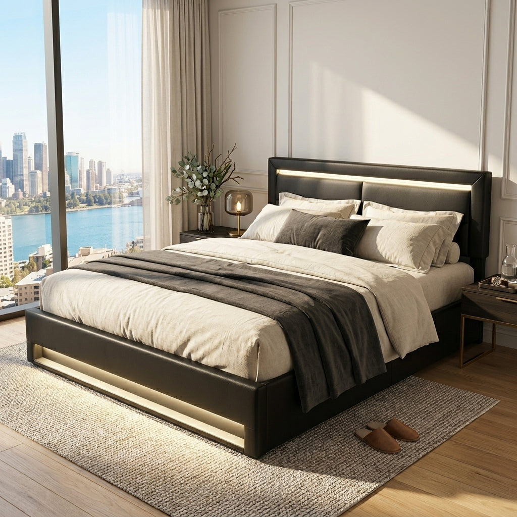 Audreamy Alba Ottoman Bed Black PU