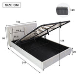 Upholstered bed, Removable soft headboard backrest, Ottoman Bed Beige Velvet
